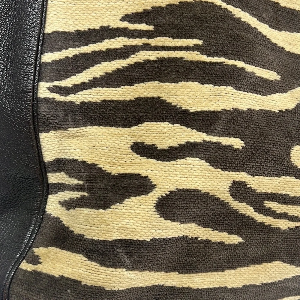 Kate Spade Rare Chenille Fabric Leather Shoulder Tote Bag